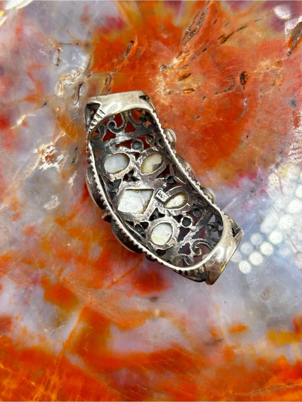 Vintage Sterling Silver Mother of Pearl Shell Pendant